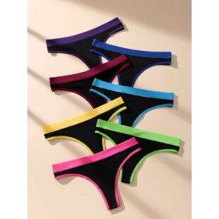 7Pcs/Set Women Thongs New Panties Cotton Sexy Low Waist Unde