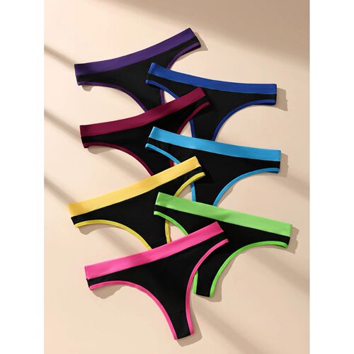 7Pcs/Set Women Thongs New Panties Cotton Sexy Low Waist Unde