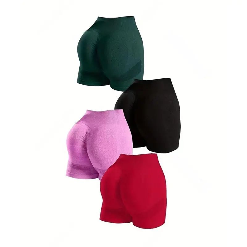 Yoga Basic 4pcs Marled Knit Scrunch Butt Wideband Waist Seam