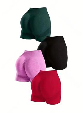 Yoga Basic 4pcs Marled Knit Scrunch Butt Wideband Waist Seam