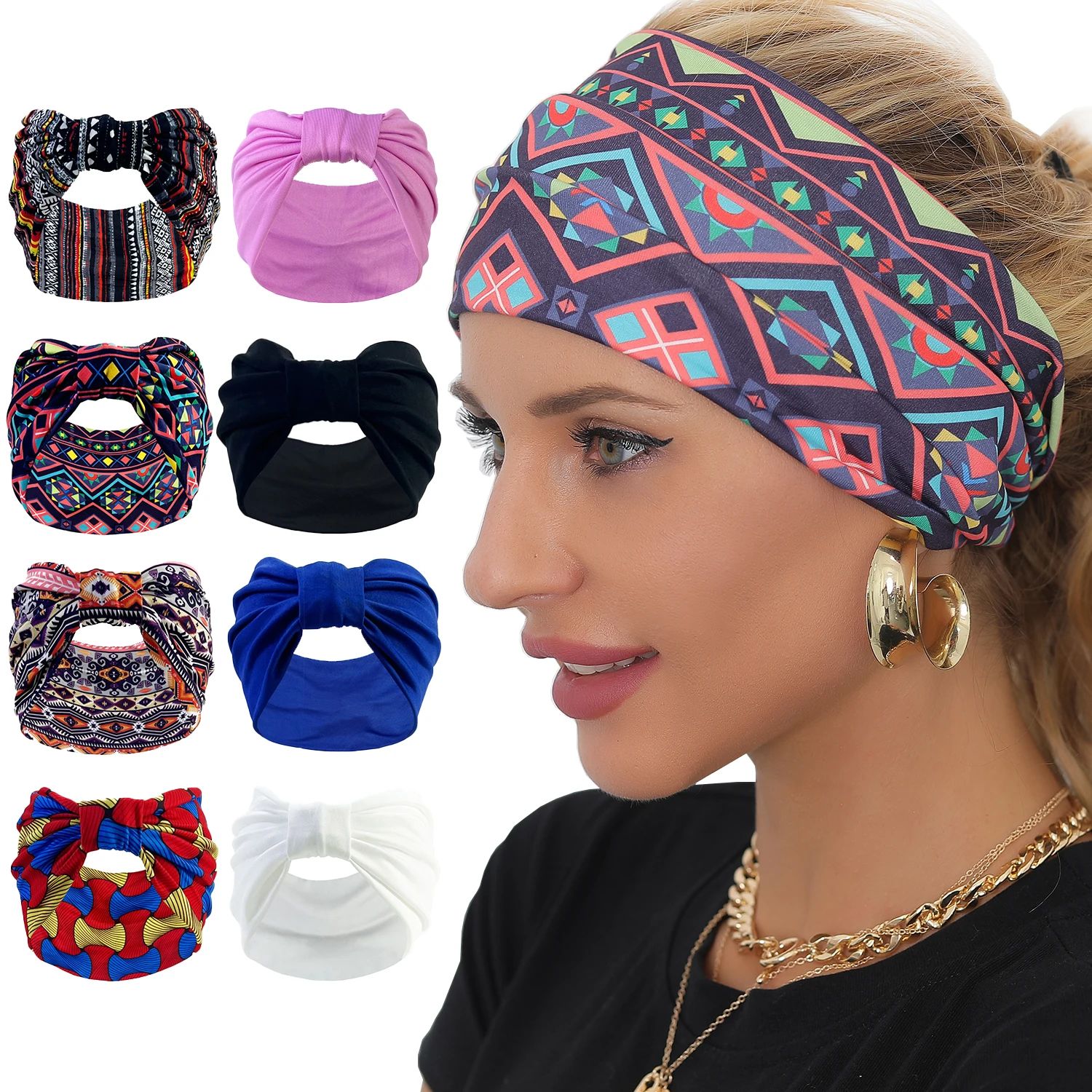 Elastic Head Band Turban Headwrap for Women Sports Headband