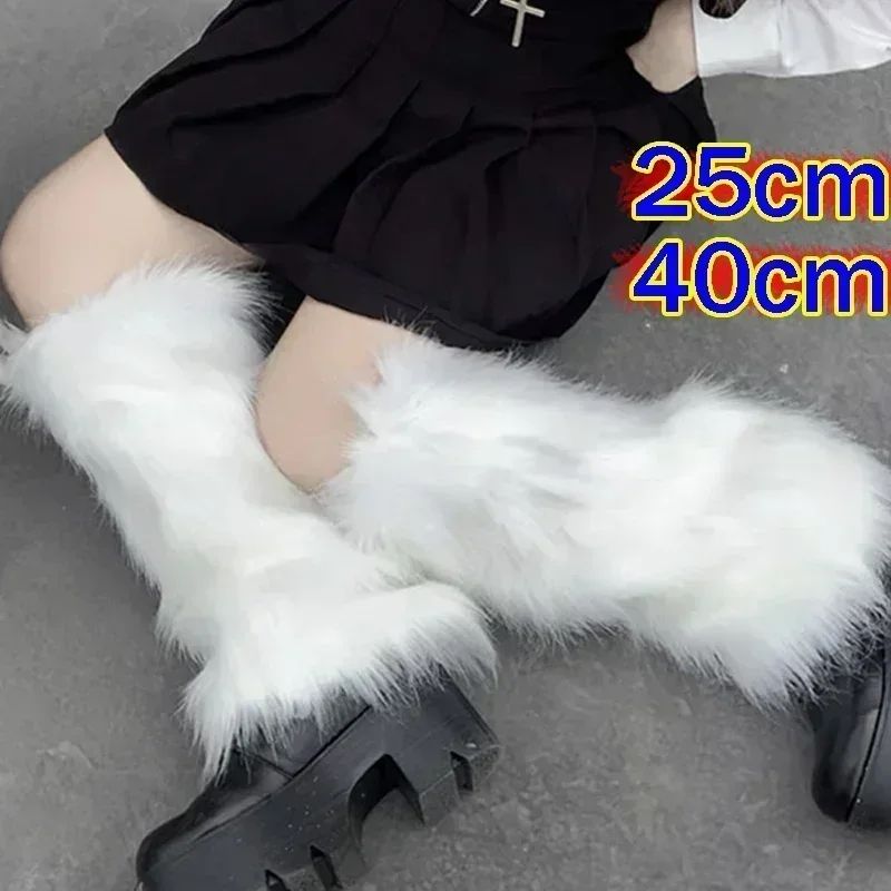 Sexy Fluffy Leg Warmer Women Winter Warm Knee-length Stockin