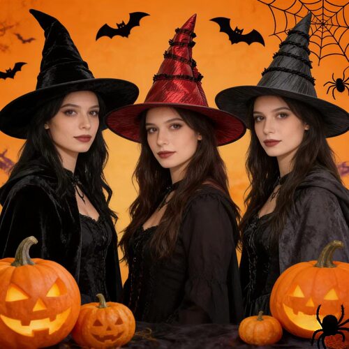 Halloween Witch Hat Velvet Ruffled Witch Hat Party Cosplay P