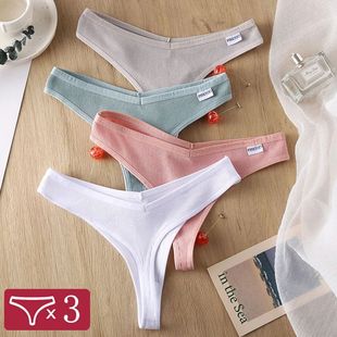 3Pcs/Set Women Cotton Thongs Panties Sexy Low Waist G-String