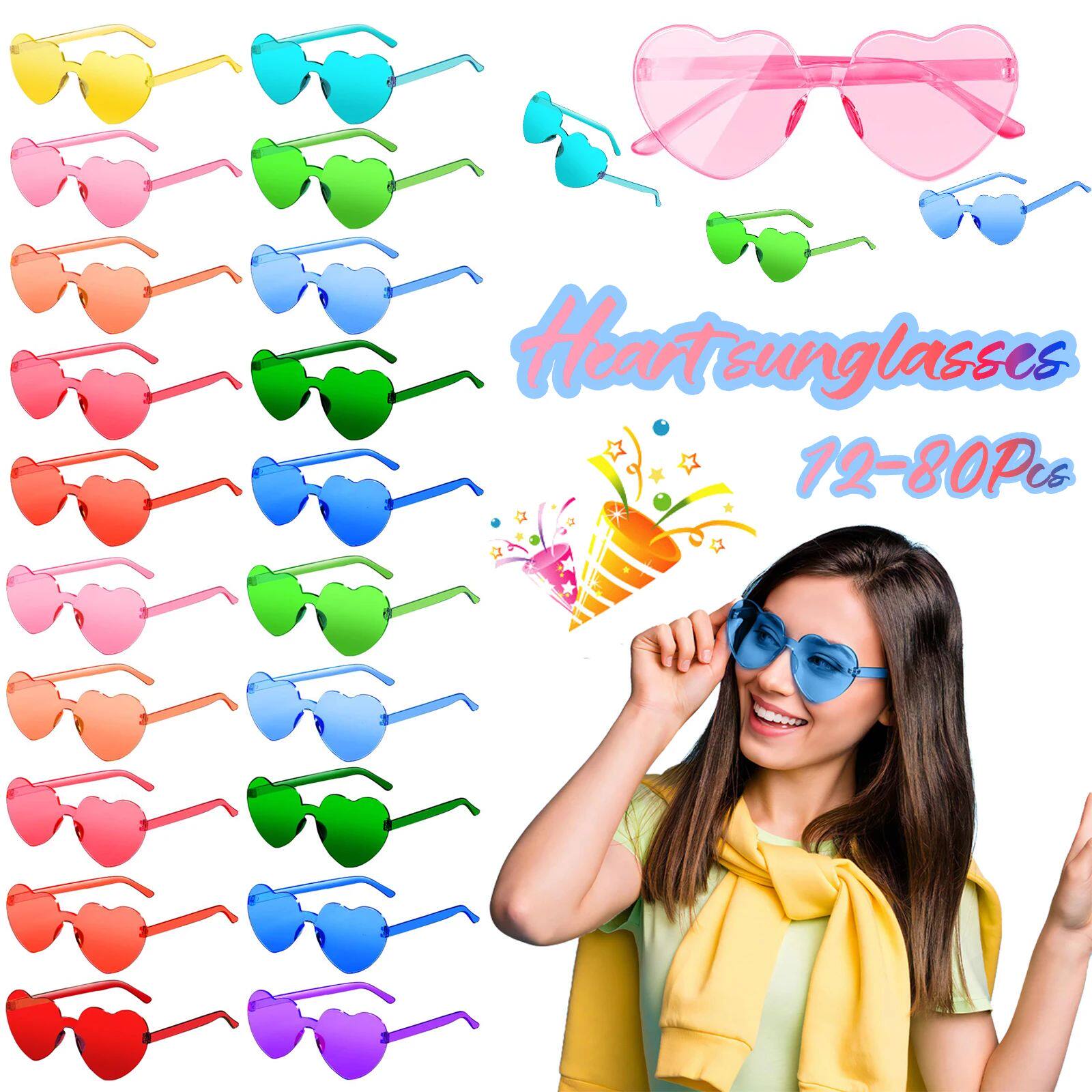 12-80 Wedding Heart Sunglasses Fun Party Sunglasses Rimless
