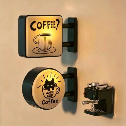 Retro Coffee Shop Fridge Magnet, Glowing Miniature Pegboard