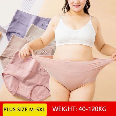 Plus Size M-5XL 4Pcs/Set High Waist Cotton Panties Women Bod