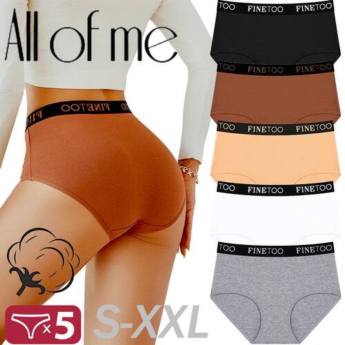 5Pcs/Set Women's Cotton High Waist Briefs Seamless Plus Size
