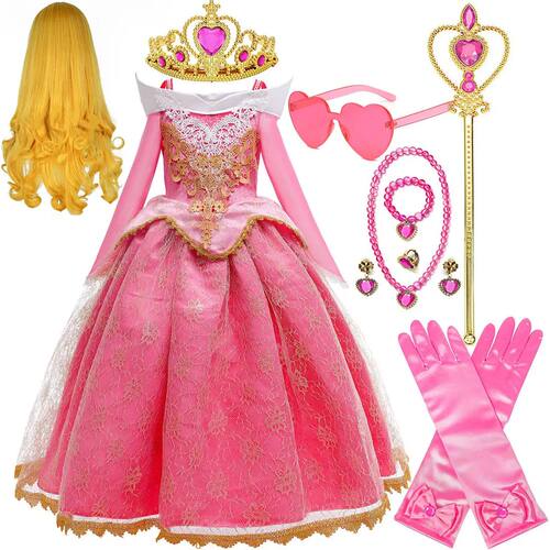 2026  Sleeping Beauty Aurora Princess Dress Girl Cosplay Off