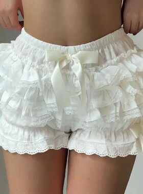 Womens Summer Lace Ruffle Bloomers Shorts Layered Pettipants