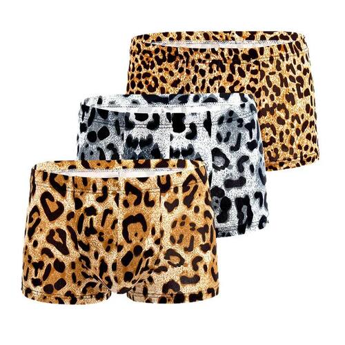 Fashion Leopard Printed Boxer Shorts Breathable Ice Silk Thi