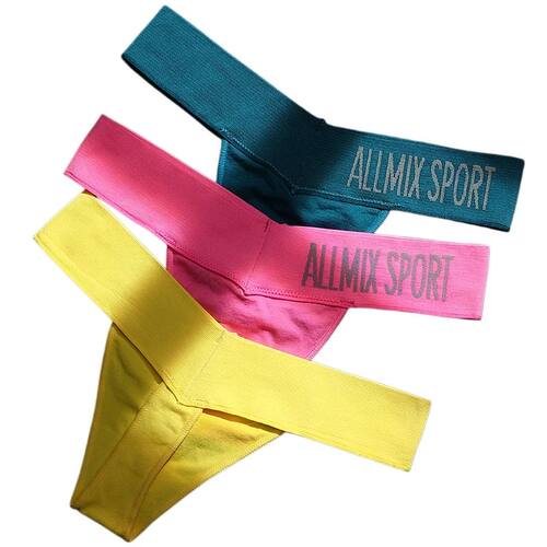 Elastic Wide Waistband Women's thong Solid Color Female Unde