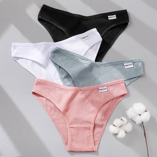 3Pcs/Set Sexy Cotton Low Waist Panties Women Solid Color Bri