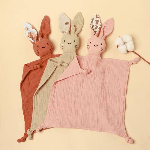 1pc Printed Long Ear Rabbit Square Blanket For Newborn Gift