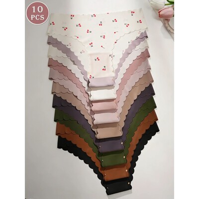10pcs women seamless underwear, comfortable soft Briefs, che