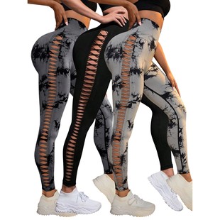 High Seamless Pants Yoga Waist Women for Leggings Dye Tie