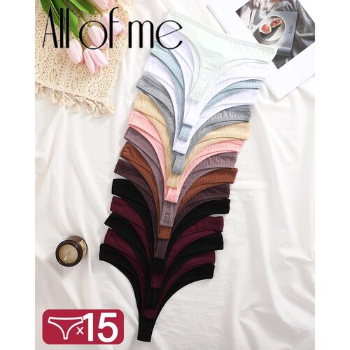 15Pcs Cotton Panties G-String Women Panties Sexy Underwear F