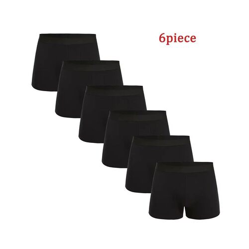 6pcs Pack Black Boxer Shorts Men Underpants Soft Breathable