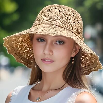 Korean-style new summer straw hat, sun protection hat, wavy