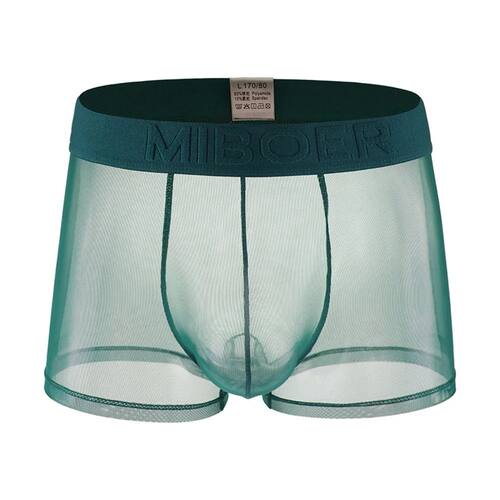Men Mesh Boxer Shorts Bulge Pouch See Through Underwear Low
