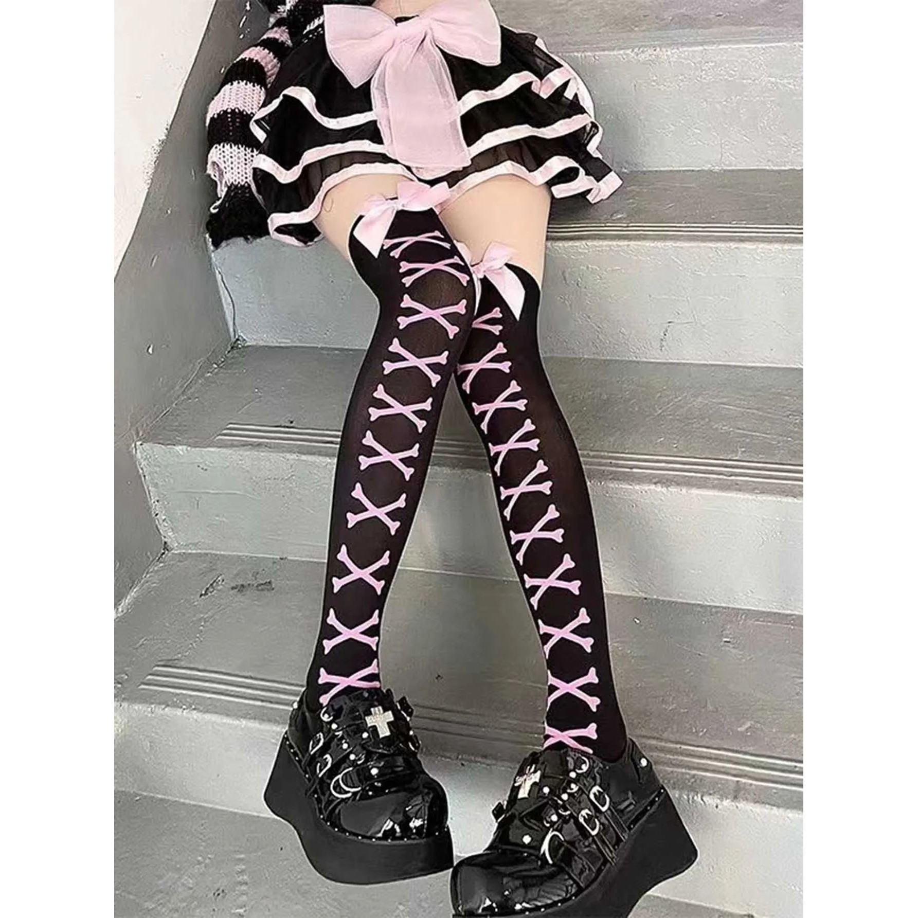 1 pair of long hose European and Halloween socks women's lon