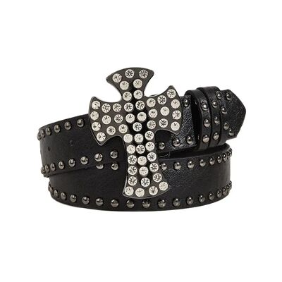 Gothic Punk Leather Y2k Belt For Women Men Metal Buckle Wais