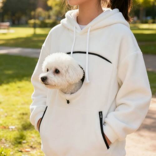 Handmade Emerald Bouclé Pet Hoodie Carrier – Soft Dog & Ca