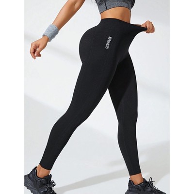 Women's High Waist Yoga Leggings Letter Gymwear Seamless Hig