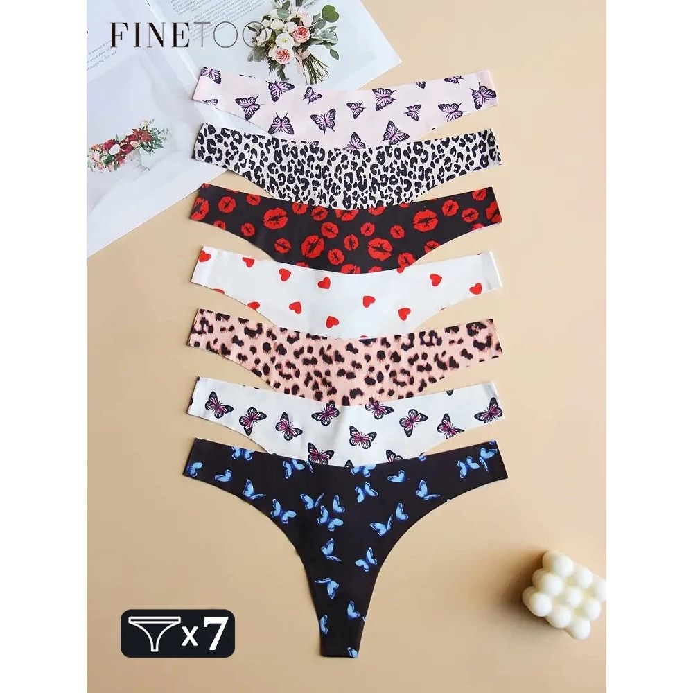 7-Pieces Graphic Print Seamless Underwear For Women Sexy Ult
