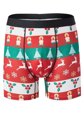 Christmas Tree Print Men Underwear Seamless Boyshorts Comfor