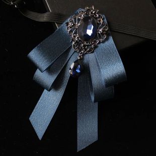 Bow Fabric Tie Brooch Neckties Vintage KoreanBowties Crystal