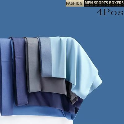 4Pcs Men Boxers Ice Silk Man Underwear Boxer Graphene Men Un