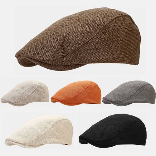 Vintage Linen Beret Caps for Men WomenNewsboy Hats Unisex Br