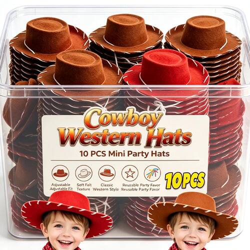 Brown Red Cowboy Western Hats and Bandanas for Kids Costume