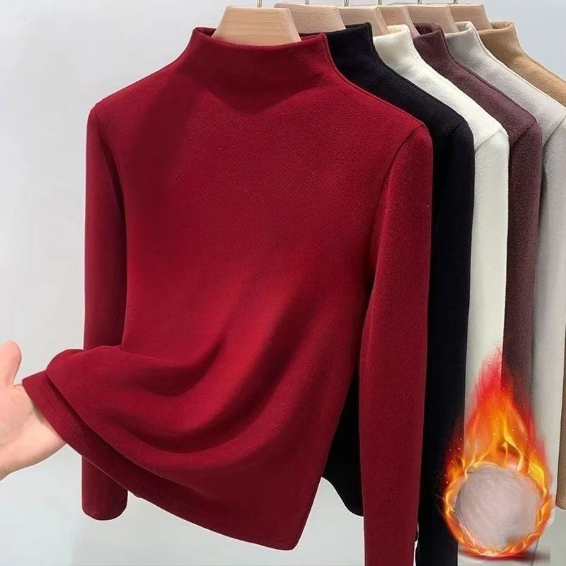 1pcs Women Autumn Winter Thickening Warm Long-sleeved T-shir