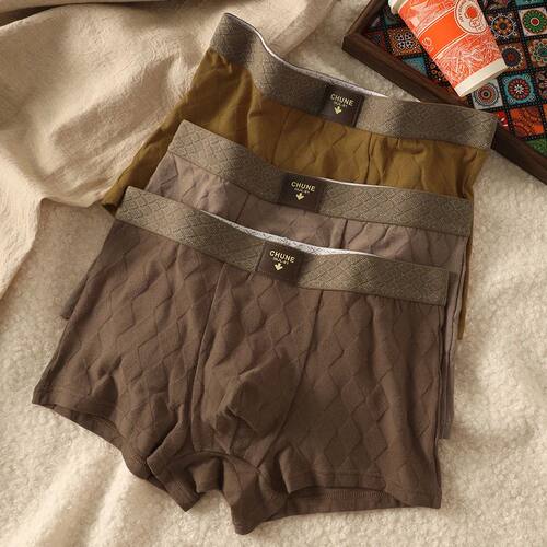 3PCS/Pack 100% Cotton Solid Rhombus Underwear Breathable Ant