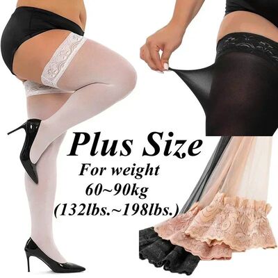 Lace Top Plus Size Over Knee Thigh High Long Socks Anti-slip