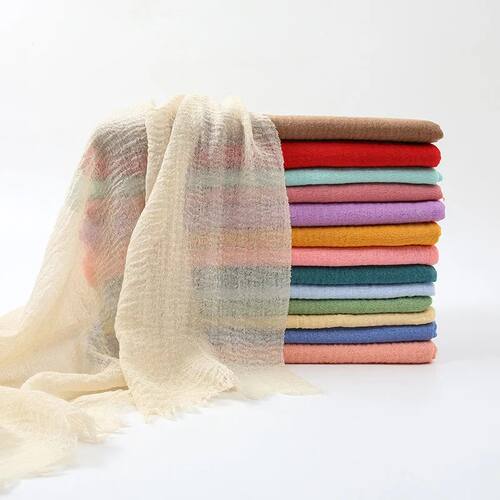 Summer Cotton Linen Scarf For Women Solid Color Sunscreen Th