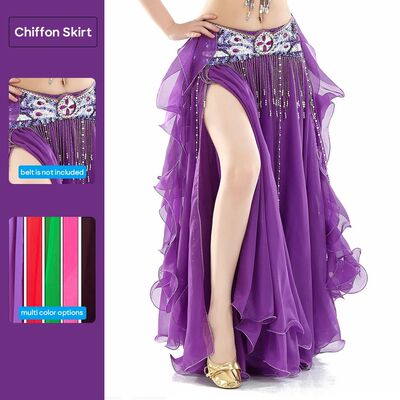 Belly Dance Skirt Chiffon Curled Leaf Double Slit Ear Skirt