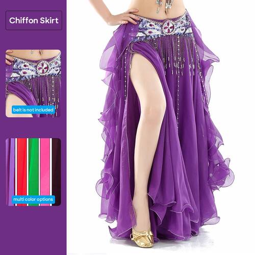 Belly Dance Skirt Chiffon Curled Leaf Double Slit Ear Skirt