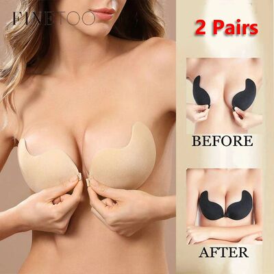 2Pairs Invisible Strapless Adhesive Stick Bra Push Up Bras W