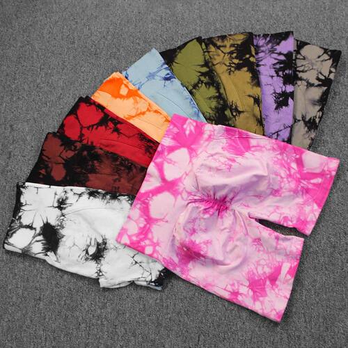 Seamless Tie Dye Push Up Yoga Shorts For Women High Waist Su