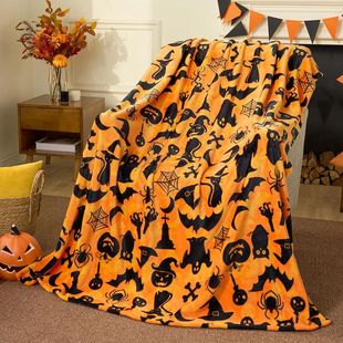 Blanket Black Skull Halloween Ghost Throw Pumpkin 1PC Bat