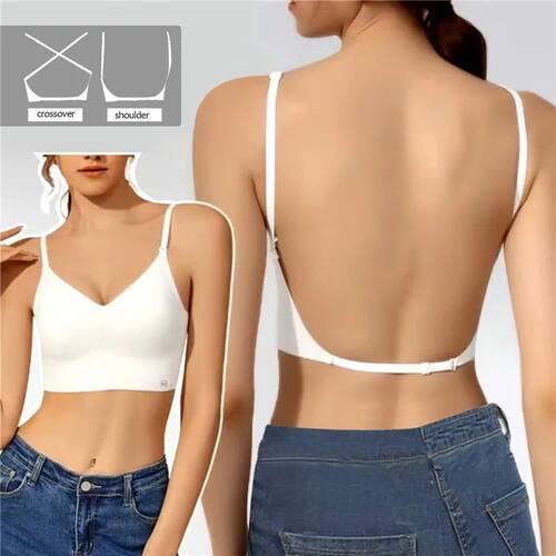Women Invisible Bra Deep U Plunge Bras Backless Top for Dres