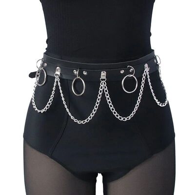 Sexy Women Gothic Hiphop Belt with Chain Punk Style Jk Waist