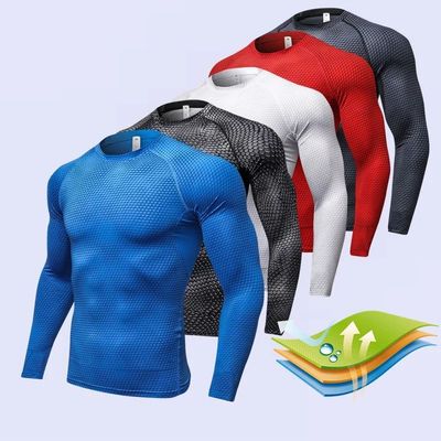 Men's Fitness Running Training Long-Sleeved Shirts Tight Ela