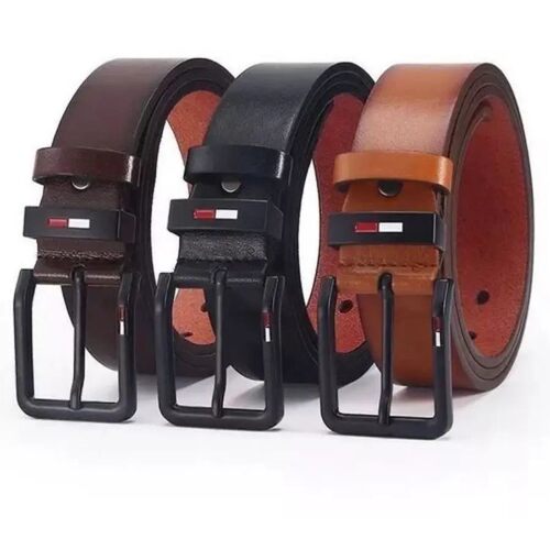 Men's PU Leather Alloy Pin Square Buckle Belt BusinessLeisur