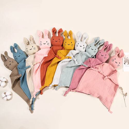 Baby Cotton Muslin Comfortable Blanket Cute Cat Doll For Inf