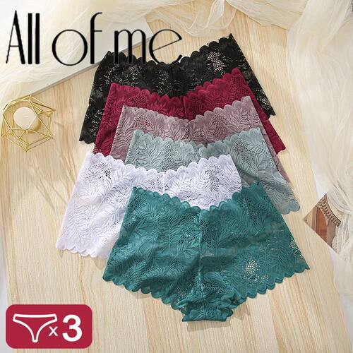 3Pcs Women Panties Sexy Lace Female Underpants Plus Size Und