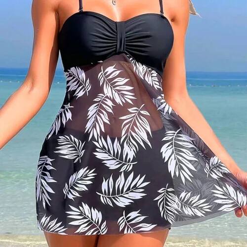 Summer Short Dress Split Swimsuit Women's SexyHigh Waist Swi